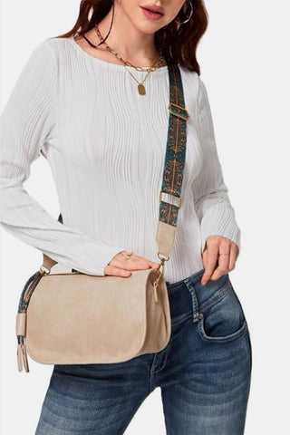 Pattern Strap Zipper Shoulder Bag