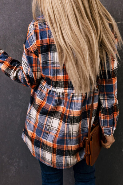 Plaid Collared Neck Long Sleeve