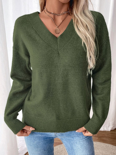 Twisted V-Neck Long Sleeve Sweatshirt