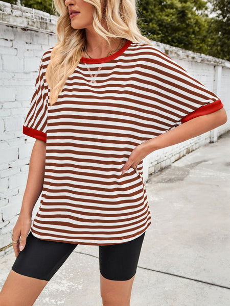 Striped Round Neck Half Sleeve T-Shirt