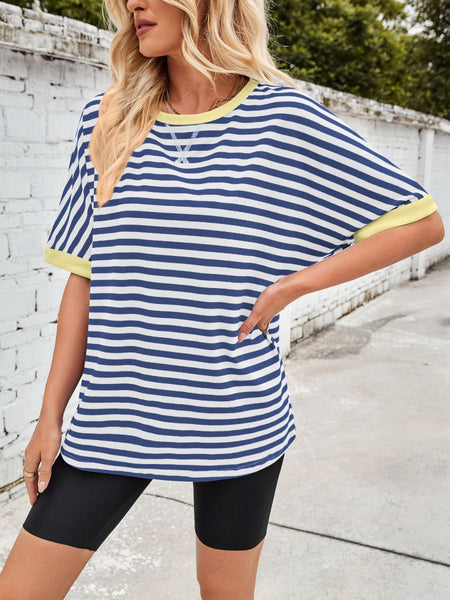 Striped Round Neck Half Sleeve T-Shirt