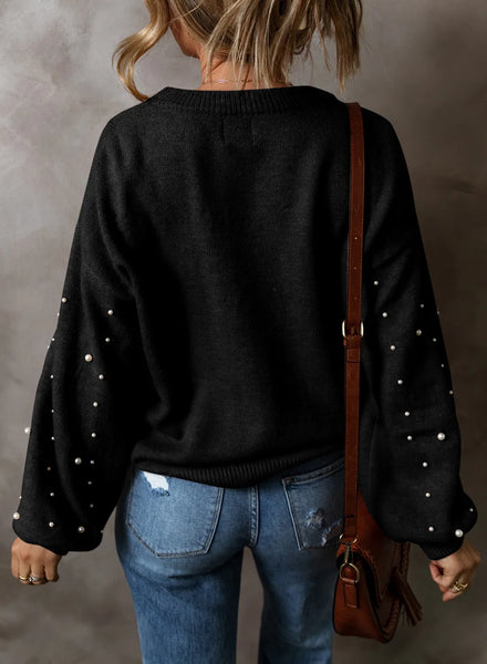 Detail Round Neck Long Sleeve Sweater