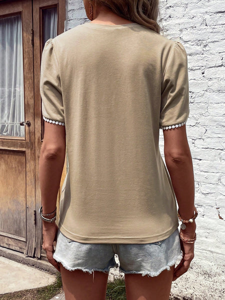 Round Neck Petal Sleeve T-Shirt