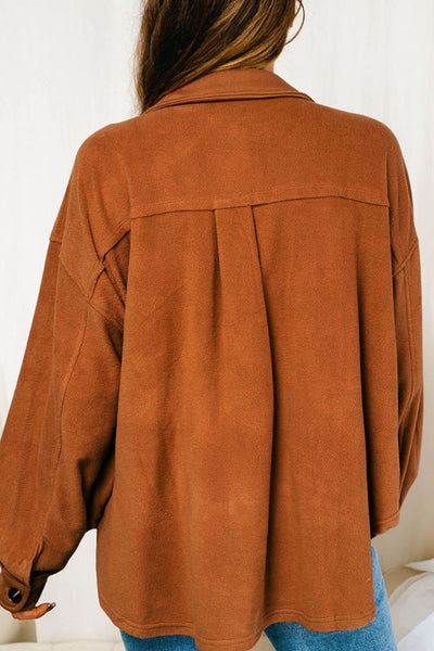 Pocketed Collared Neck Dropped Shoulder