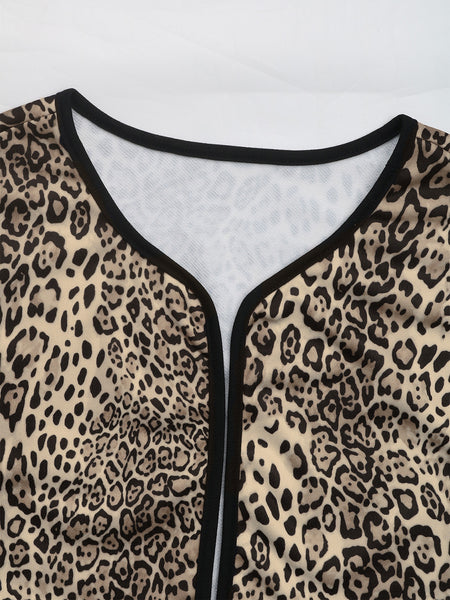 Leopard Open Front Long Sleeve Jacket