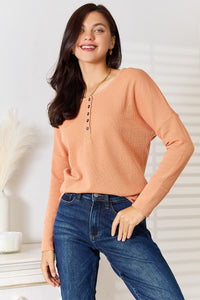 *Doorbuster* Half Button Long Sleeve Top