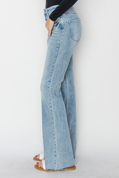 High Rise Raw Cut Hem Jeans