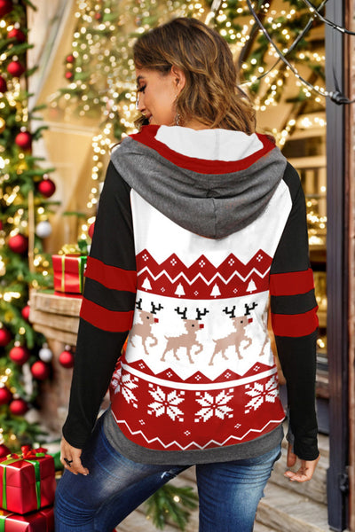 *Doorbuster* Christmas Drawstring Long Sleeve Hoodie