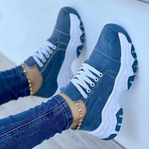 Lace-Up Round Neck Platform Sneakers