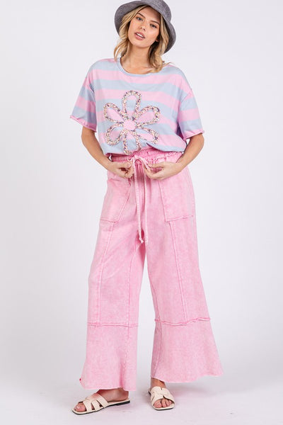 Mineral Washed Terry Wide Leg Pants