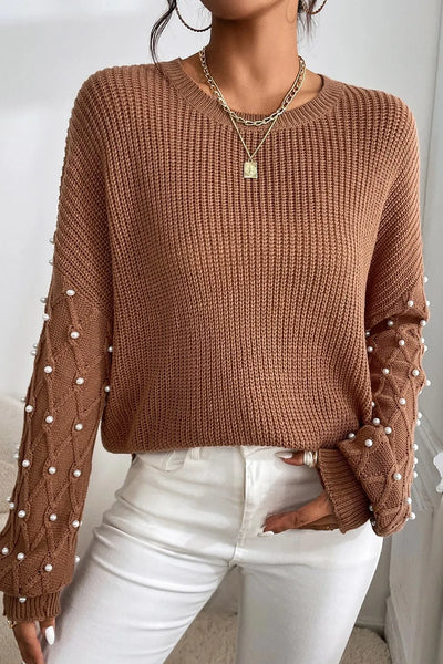 Detail Round Neck Long Sleeve Sweater