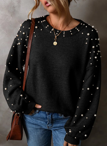 Detail Round Neck Long Sleeve Sweater