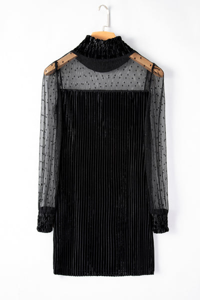 Polka Dot Mock Neck Long Sleeve Dress