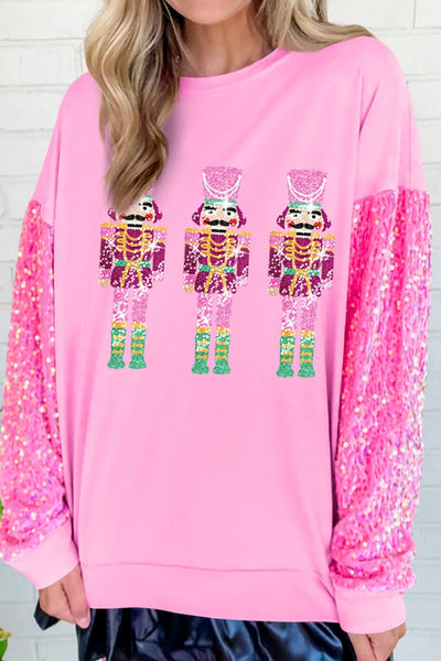 Sequin Nutcracker Dropped Shoulder Sweatshirt