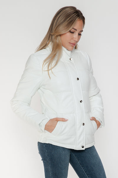 Pocketed Zip Up Turtleneck Puffer Jacket