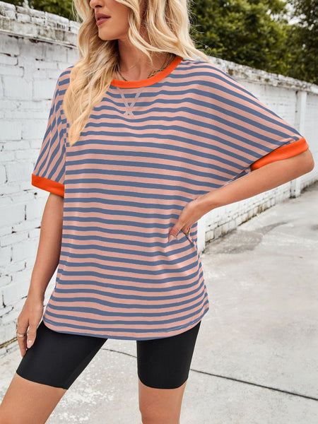 Striped Round Neck Half Sleeve T-Shirt