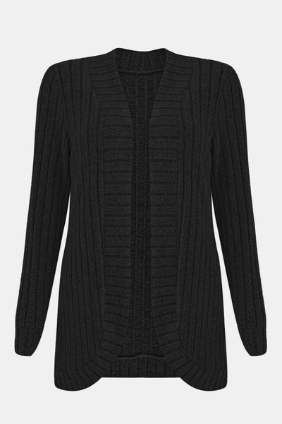 Ribbed Open Front Long Sleeve Cardigan