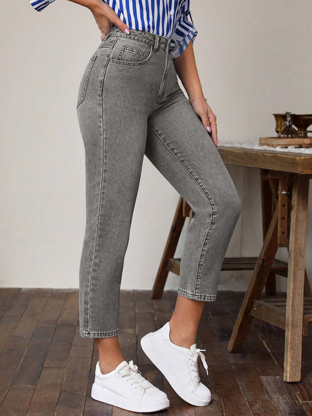 High Waist Jeans with Pockets