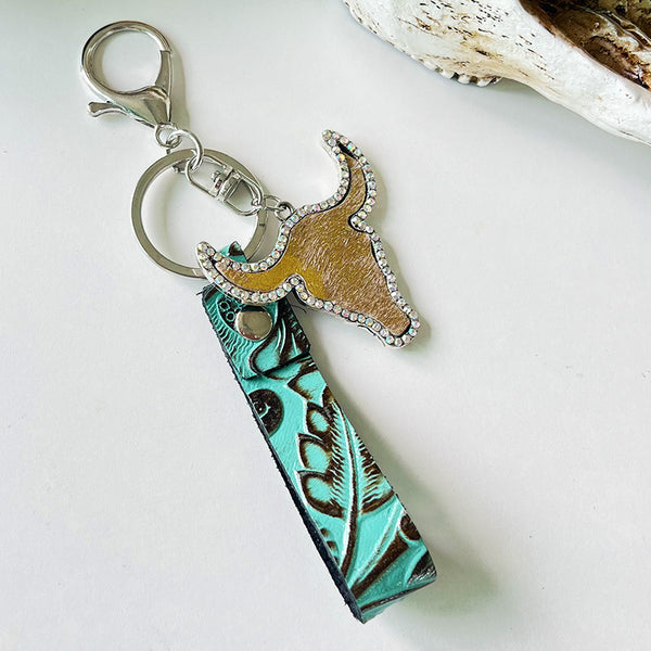 *Doorbuster* Rhinestone Bull Keychain