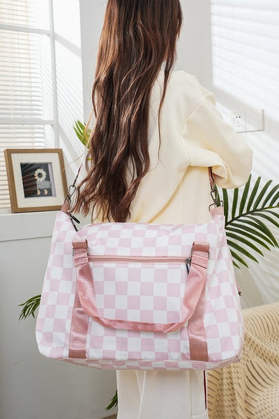 MCheckered Multi-Pocket Travel Bag