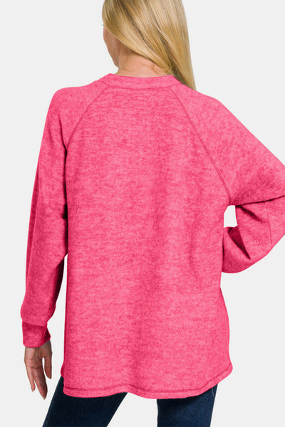 Brushed Melange Hacci High-Low Sweater