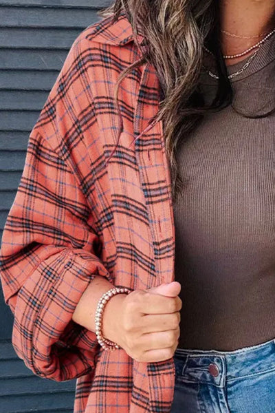Full Size Plaid Collared Neck Long Sleeve