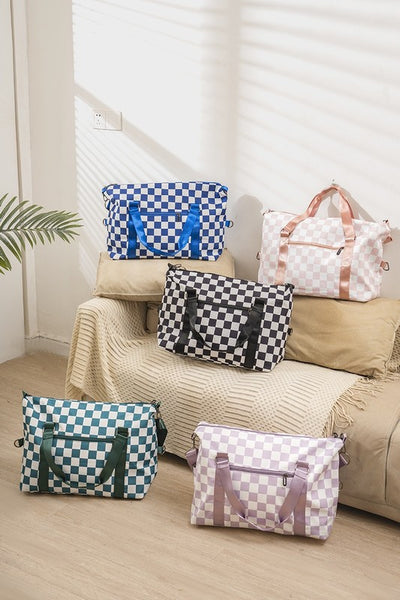 MCheckered Multi-Pocket Travel Bag