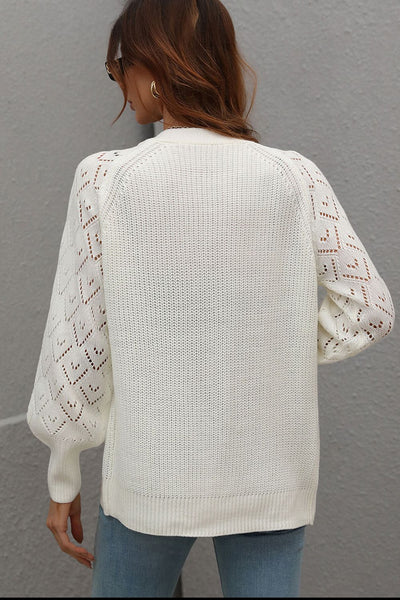 Rib-Knit Plunge Raglan Sleeve Cardigan