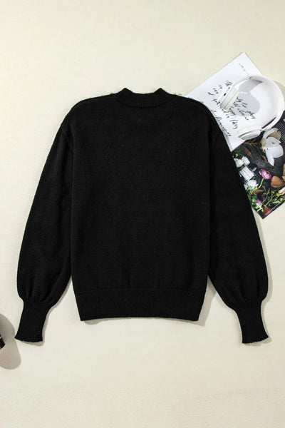 Detail Mock Neck Long Sleeve Sweater