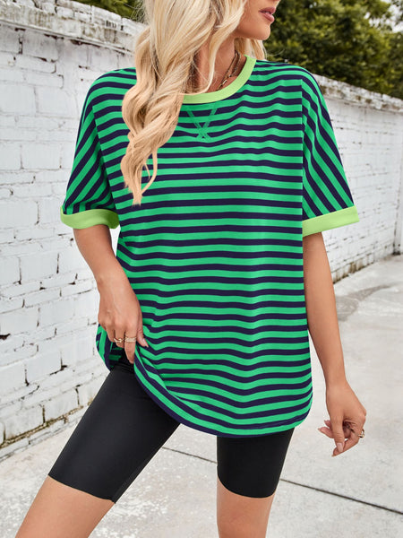 Striped Round Neck Half Sleeve T-Shirt