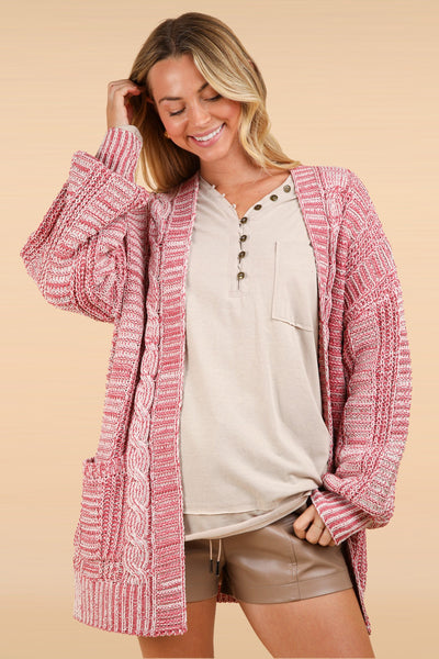 Cable Knit Open Front Cardigan