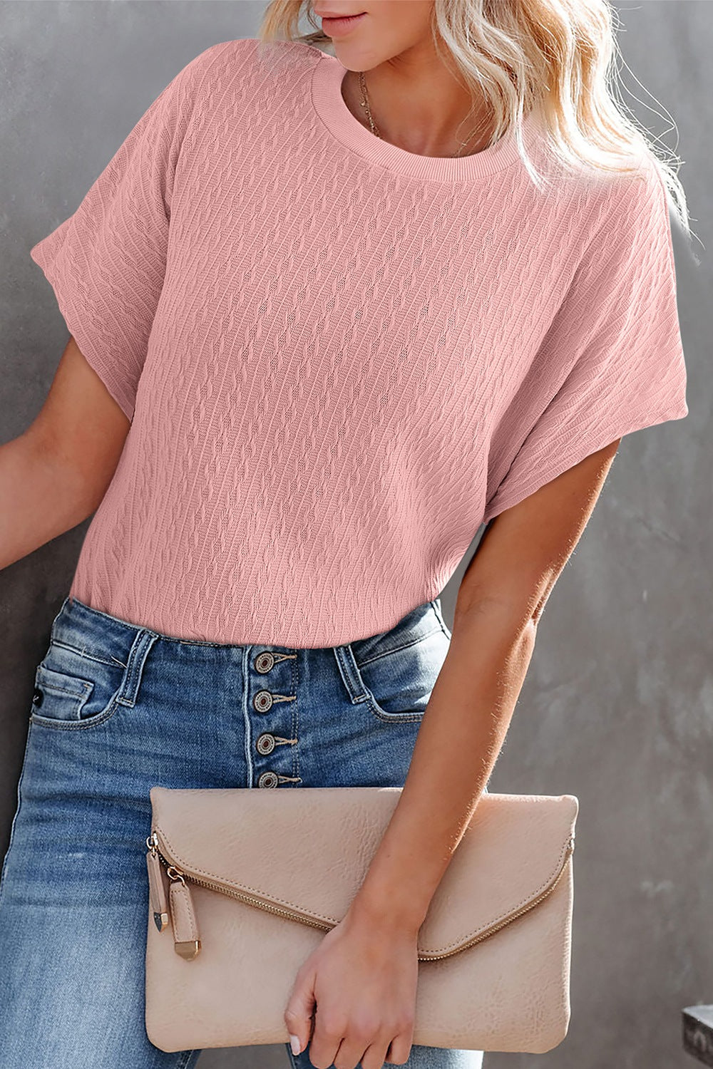 Round Neck Short Sleeve Blouse