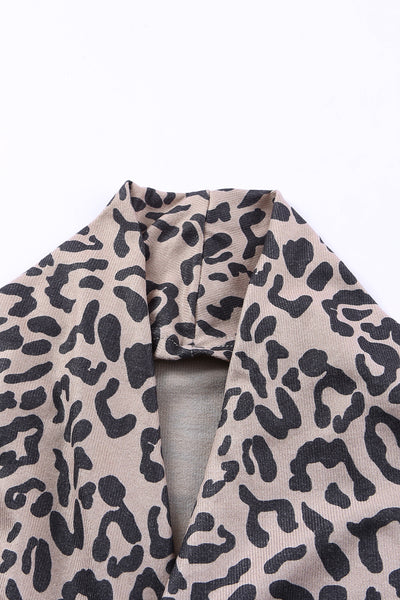 Leopard Open Front Long Sleeve Cover-Up