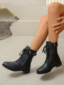 PU Leather Lace-Up