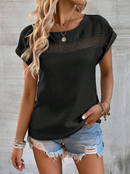 Cutout Round Neck Short Sleeve Top