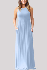 Full Size Grecian Neck Dress with Pockets