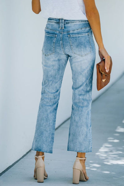 Washed Bootcut Jeans with Pockets