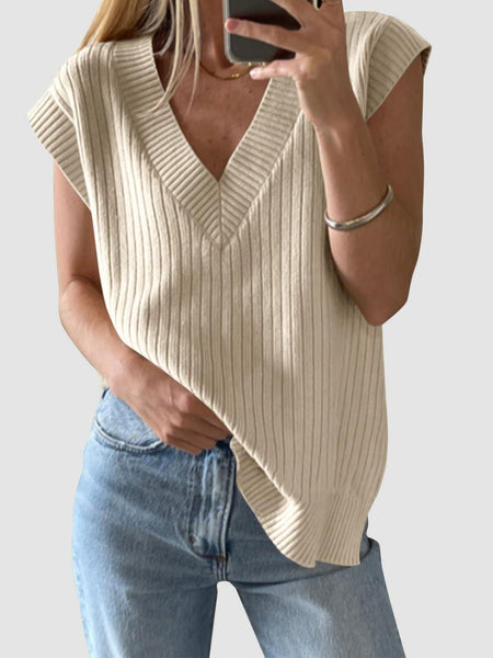 Ribbed V-Neck Sweater Vest