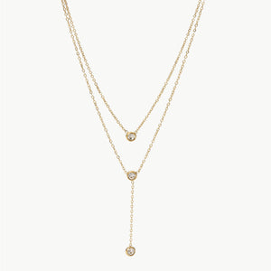 Stainless Steel Zircon Double-Layered Necklace