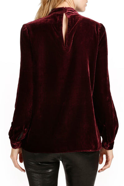 Cutout Long Sleeve Velvet Blouse