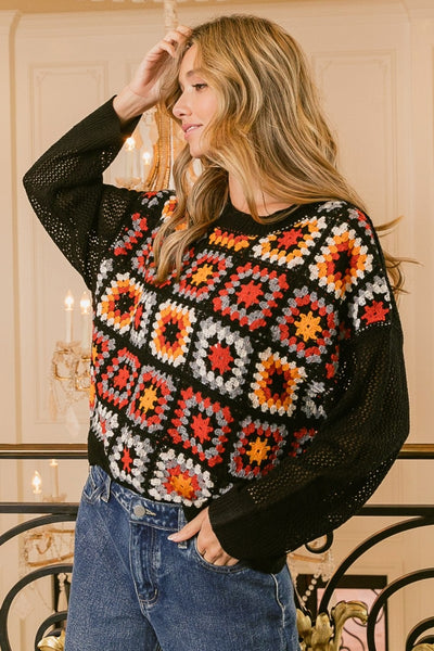 Granny Square Front Long Sleeve