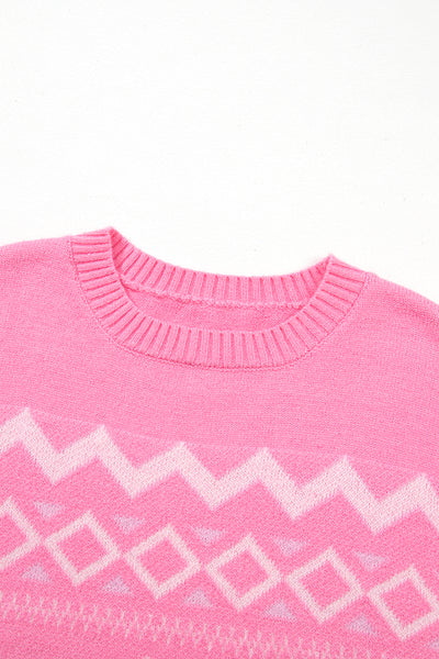 Geometric Drop Shoulder Long Sleeve Sweater