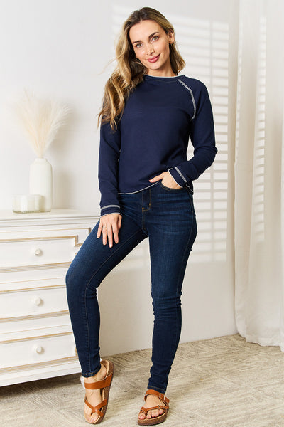 *Doorbuster* Long Raglan Sleeve Round Neck Top