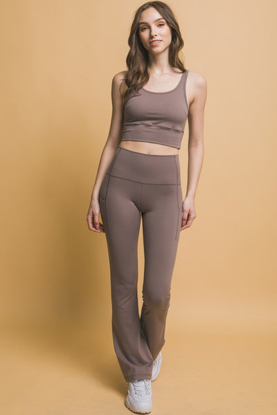 High Waist Flare Active Leggings with Side Pockets