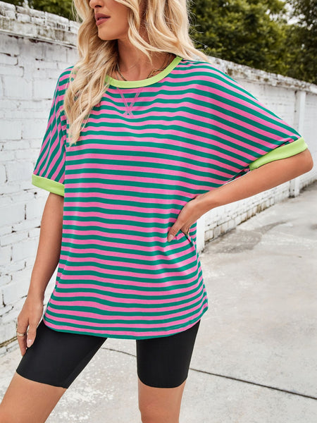 Striped Round Neck Half Sleeve T-Shirt