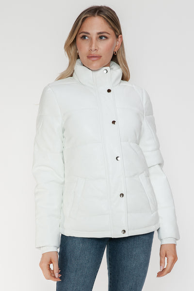 Pocketed Zip Up Turtleneck Puffer Jacket