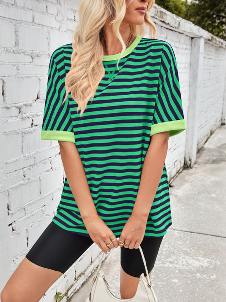 Striped Round Neck Half Sleeve T-Shirt