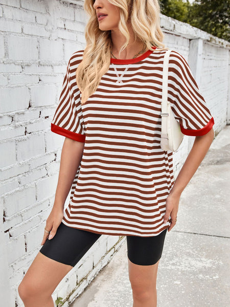 Striped Round Neck Half Sleeve T-Shirt