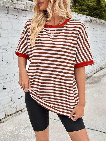 Striped Round Neck Half Sleeve T-Shirt