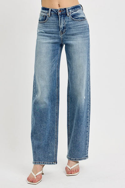 Full Size Distressed Wide Leg Jeans Plus Size